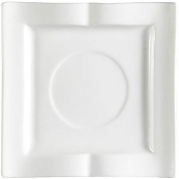 CAC China GBK-2 Goldbook Collection 5 1/2" x 5 1/2" Square 3/4" Tall Embossed Porcelain Bone White Saucer