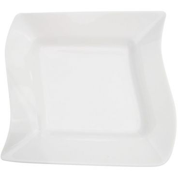CAC China MIA-3 Miami Collection 8 1/2" x 8 1/2" Square 1 3/4" Tall 9 oz Capacity Bone White Porcelain Soup Plate