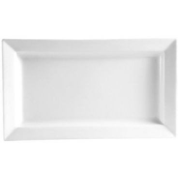 CAC China PNS-13 Prince Square Collection 11 1/2" x 6 1/4" Rectangular 1" High 16 oz Capacity Super White Porcelain Platter