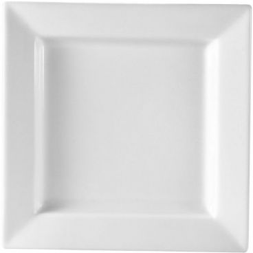 CAC China PNS-20 Prince Square Collection 11" x 11" Square 1 1/8" High Super White Porcelain Plate