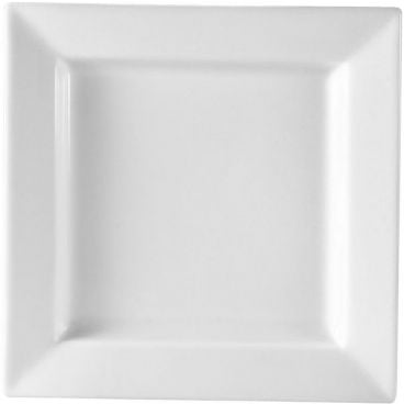 CAC China PNS-9 Prince Square Collection 9" x 9" Square 1 1/8" High Super White Porcelain Plate