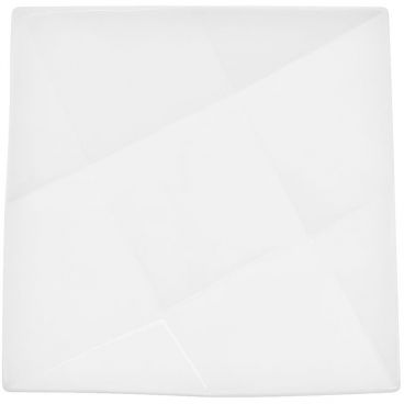 CAC China QZT-16 Crystal Collection 10 1/2" x 10 1/2" Square 1 3/4" High Super White Porcelain Plate