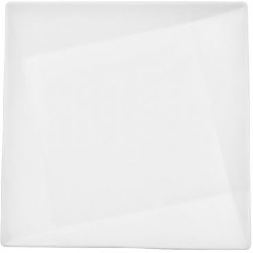 CAC China QZT-208 Crystal Collection 9" x 9" Square 1" High Super White Porcelain Plate