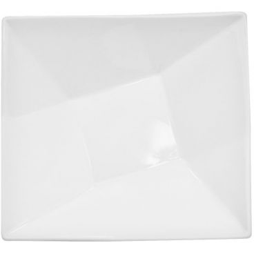 CAC China QZT-B10 Crystal Collection 9" x 9 1/2" Square 3 1/4" High 48 oz Capacity Super White Porcelain Bowl