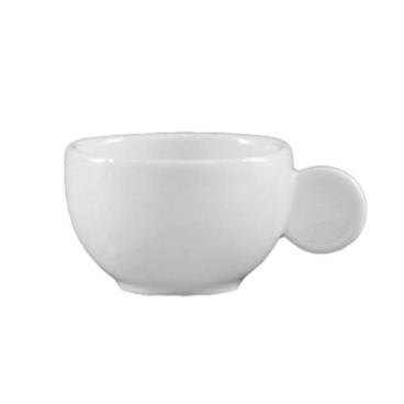CAC China RCN-37A Clinton 3 Oz. Super White Porcelain Demitasse Cup With Moon Handle