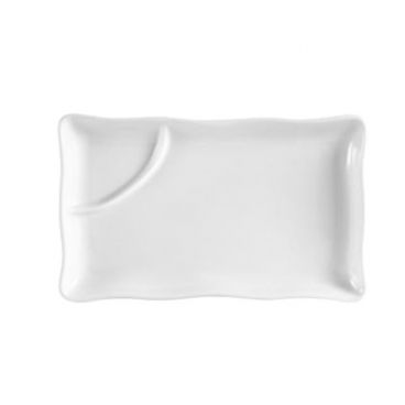 CAC China RCN-RT8 Clinton 8" Super White Rectangular Porcelain Platter With Sauce Compartment