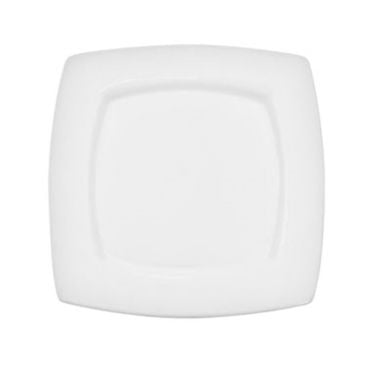 CAC China RCN-S8Q Clinton 8-7/8" Super White Porcelain Square-in-Square Salad Plate