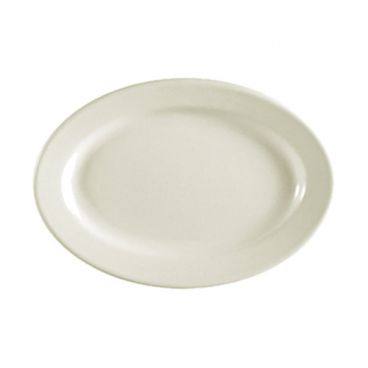 CAC China REC-13 Rolled Edge 11.5" American White Ceramic Oval Platter