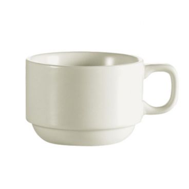 CAC China REC-23 Rolled Edge 7 Oz. American White Ceramic Stacking Cup