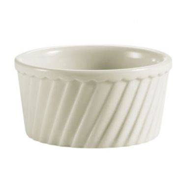 CAC China RKF-12-S 12 Oz. Bone White Porcelain Fluted Souffle Bowl