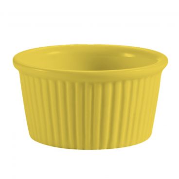 CAC China RKF-2-Y 2 Oz. Yellow Porcelain Round Fluted Ramekin