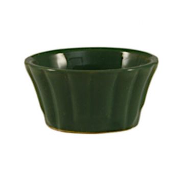 CAC China RMK-F2-G Festiware 2 Oz. Green Ceramic Floral Ramekin