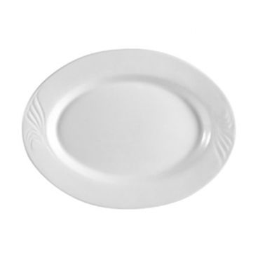 CAC China RSV-12 Roosevelt 10.5" Super White Porcelain Embossed Oval Platter