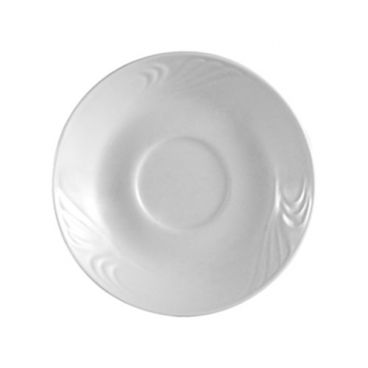 CAC China RSV-55 Roosevelt 4.88" Super White Porcelain Embossed Demitasse Cup Saucer