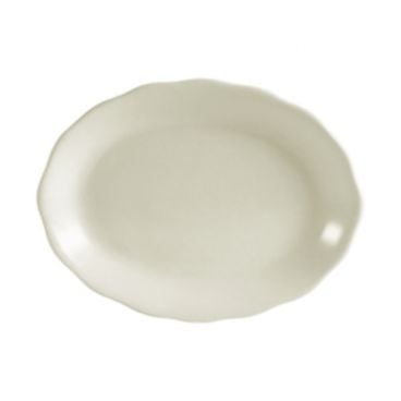 CAC China SC-13 Seville 11-5/8" American White Scallop Edge Ceramic Oval Platter