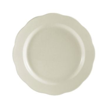 CAC China SC-9 Seville 9-5/8" American White Ceramic Scalloped Edge Plate