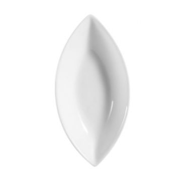 CAC China SHA-V3 Sushia 2.5 Oz. Super White Porcelain Swallow Oval Dish