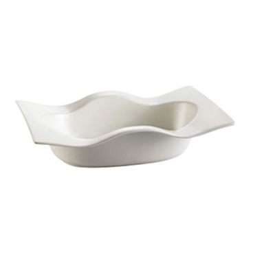 CAC China WB-10 Fashionware 22 Oz. Bone White Porcelain Wavy Rectangular Bowl