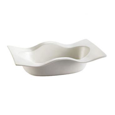 CAC China WB-8 Fashionware 12 Oz. Bone White Porcelain Wavy Rectangular Bowl