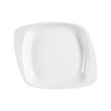 CAC China WH-105 White Pearl 10.5" Porcelain Square Soup Plate, Bone White