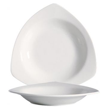 CAC China RCN-77 Clinton 22 Oz. Super White Triangular Porcelain Pasta Bowl