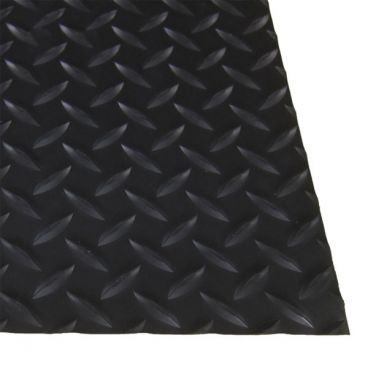 Cactus Mat 1054-35_BLACK Cushion Diamond-Dekplate Black 3 ft x 5 ft Anti-Fatigue Embossed Vinyl Mat With Solid Color Top, 9/16" Thick