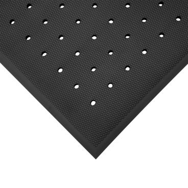 Cactus Mat 2200R-C2H Black 2 ft x 75 ft Cloud-Runner Grease-Proof Anti-Fatigue Nitrile Rubber Runner Mat Roll With Drainage Holes, 3/4" Thick