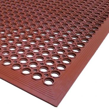 Cactus Mat 2522-R10 Red 3 ft x 9 ft 10" VIP Topdek Senior Heavyweight Grease-Resistant Anti-Fatigue Anti-Slip Molded Rubber Floor Mat, 1/2" Thick