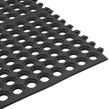 Cactus Mat 2523-C35 VIP Prima Black 3 ft x 5 ft Connectable Lightweight Anti-Fatigue Anti-Slip Molded Rubber Floor Mat, 1/2" Thick