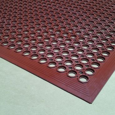 Cactus Mat 2530-R10 Red 3 ft x 9 ft 10" VIP Topdek Junior Lightweight Grease-Resistant Anti-Fatigue Anti-Slip Molded Rubber Floor Mat, 1/2" Thick