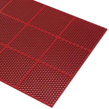 Cactus Mat 2535-R33 Red 3 ft x 3 ft Honeycomb Medium Duty Grease-Resistant Anti-Fatigue Anti-Slip Rubber Mat, 9/16" Thick