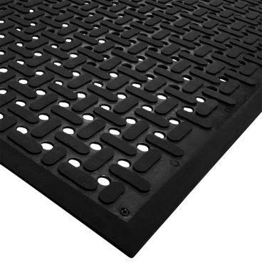 Cactus Mat 2540-C10 Black 3 ft x 10 ft VIP Guardian Lightweight Grease-Proof Anti-Fatigue Anti-Slip Reversible Nitrile Rubber Mat, 1/4" Thick