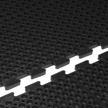 Cactus Mat 4420-CE VIP Duralok Black 3 ft x 5 ft End Section Heavy Duty Interlocking Anti-Fatigue Anti-Slip Molded Rubber Floor Mat, 3/4" Thick