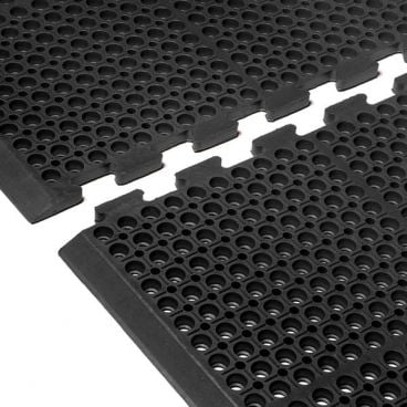 Cactus Mat 4420-CEWB VIP Duralok Black 3 ft 2" x 5 ft 1" End Section Heavy Duty Interlocking Anti-Fatigue Anti-Slip Molded Rubber Floor Mat With Beveled Edge, 3/4" Thick