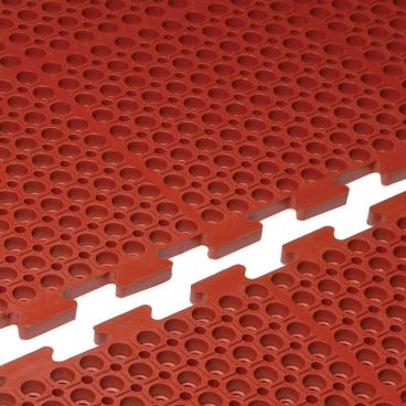 Cactus Mat 4420-RC VIP Duralok Red 3 ft x 5 ft Grease-Resistant Center Section Heavy Duty Interlocking Anti-Fatigue Anti-Slip Molded Rubber Floor Mat, 3/4" Thick