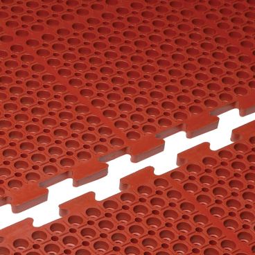 Cactus Mat 4420-RE VIP Duralok Red 3 ft x 5 ft Grease-Resistant End Section Heavy Duty Interlocking Anti-Fatigue Anti-Slip Molded Rubber Floor Mat, 3/4" Thick