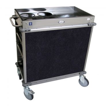 Cadco BC-2-L4 Navy MobileServ Standard Stainless Steel Beverage Cart With 4 Air Pot Wells