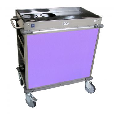 Cadco BC-2-L7 Purple MobileServ Standard Stainless Steel Beverage Cart With 4 Air Pot Wells