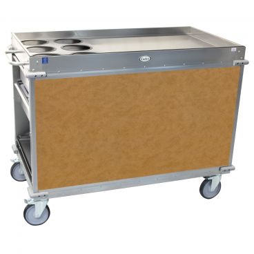 Cadco BC-3-L1 Chestnut MobileServ Large Stainless Steel Beverage Cart With 6 Air Pot Wells