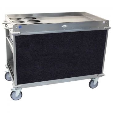 Cadco BC-3-L4 Navy MobileServ Large Stainless Steel Beverage Cart With 6 Air Pot Wells