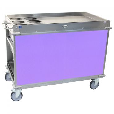 Cadco BC-3-L7 Purple MobileServ Large Stainless Steel Beverage Cart With 6 Air Pot Wells