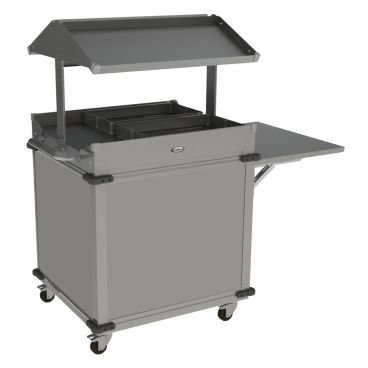 Cadco CBC-GG-B2-LST Stainless Steel MobileServ Standard 2 Bay Grab & Go Mobile Merchandising Cart With 2 1/2" Deep Panholders