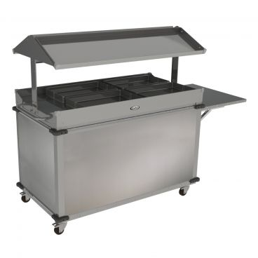 Cadco CBC-GG-B4-LST Stainless Steel MobileServ Standard 4 Bay Grab & Go Mobile Merchandising Cart With 2 1/2" Deep Panholders