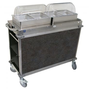 Cadco CBC-HH-L3-4 Grey MobileServ Junior 2 Bay Mobile Hot Buffet Cart With 4" Deep Pans, 120V, 600W