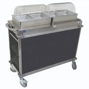 Cadco CBC-HH-L4-4 Navy MobileServ Junior 2 Bay Mobile Hot Buffet Cart With 4" Deep Pans, 120V, 600W
