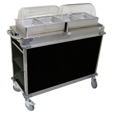 Cadco CBC-HH-L6-4 Black MobileServ Junior 2 Bay Mobile Hot Buffet Cart With 4" Deep Pans, 120V, 600W