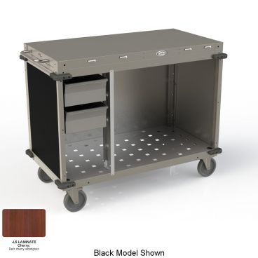 Cadco CBC-PHRX-L5 Cherry Mobile Medium Stainless Steel Demo / Sampling Cart With 2 Drawers And Side Handles