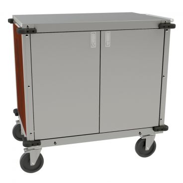 Cadco CC-LUC-L5 41 5/16" Cherry Mobile Stainless Steel Locking Utility Cart