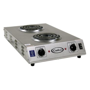 Cadco CDR-1TFB 13-1/2" Electric Portable Countertop Space Saver Hot Plate w/ Two Tubular Burners, 120 Volts