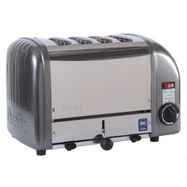 Cadco CTW-4M(220) 13-1/2" Stainless Steel Standard Toaster w/ Four Slots And Metallic Grey Cast Aluminum End Panels, 220 Volts